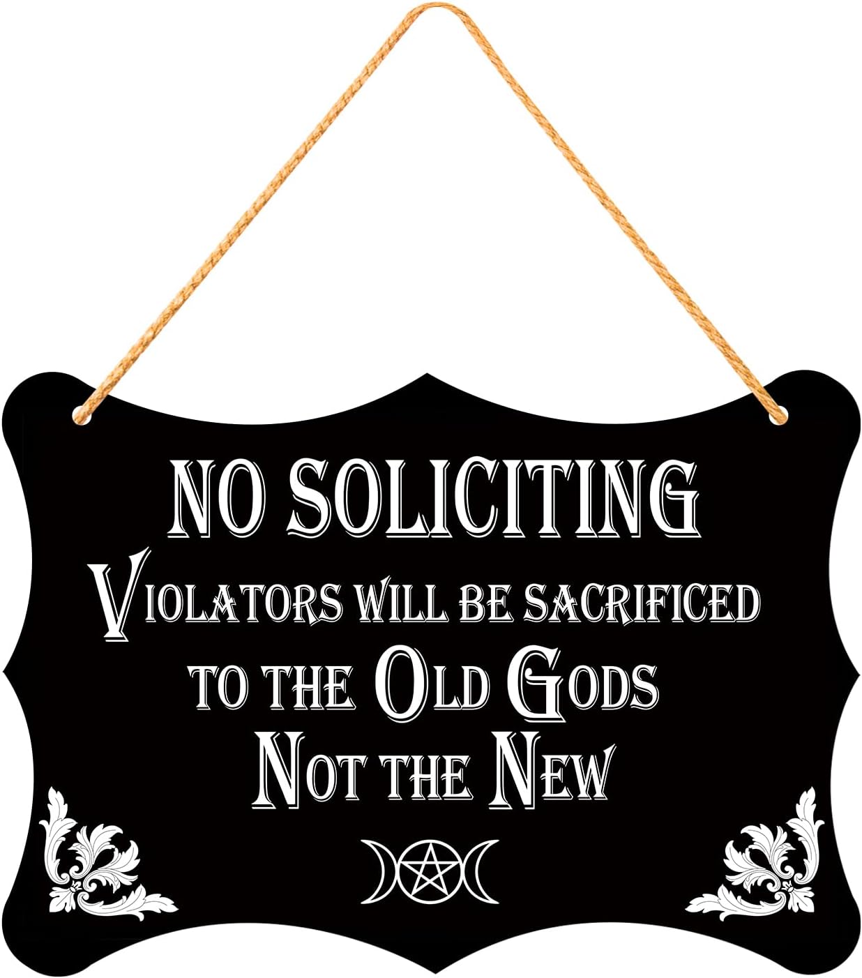 Letrero No Soliciting humor oscuro madera 8x12"