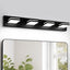 Lámpara baño LED 4 luces negro sobre espejo