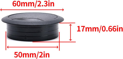 2 Ojales escritorio 2" color negro para cables flexibles