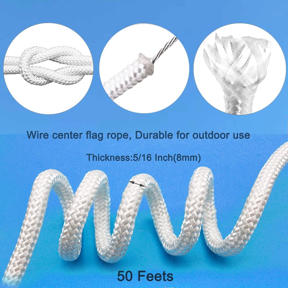 Kit cuerda bandera acero trenzado 50" con ganchos