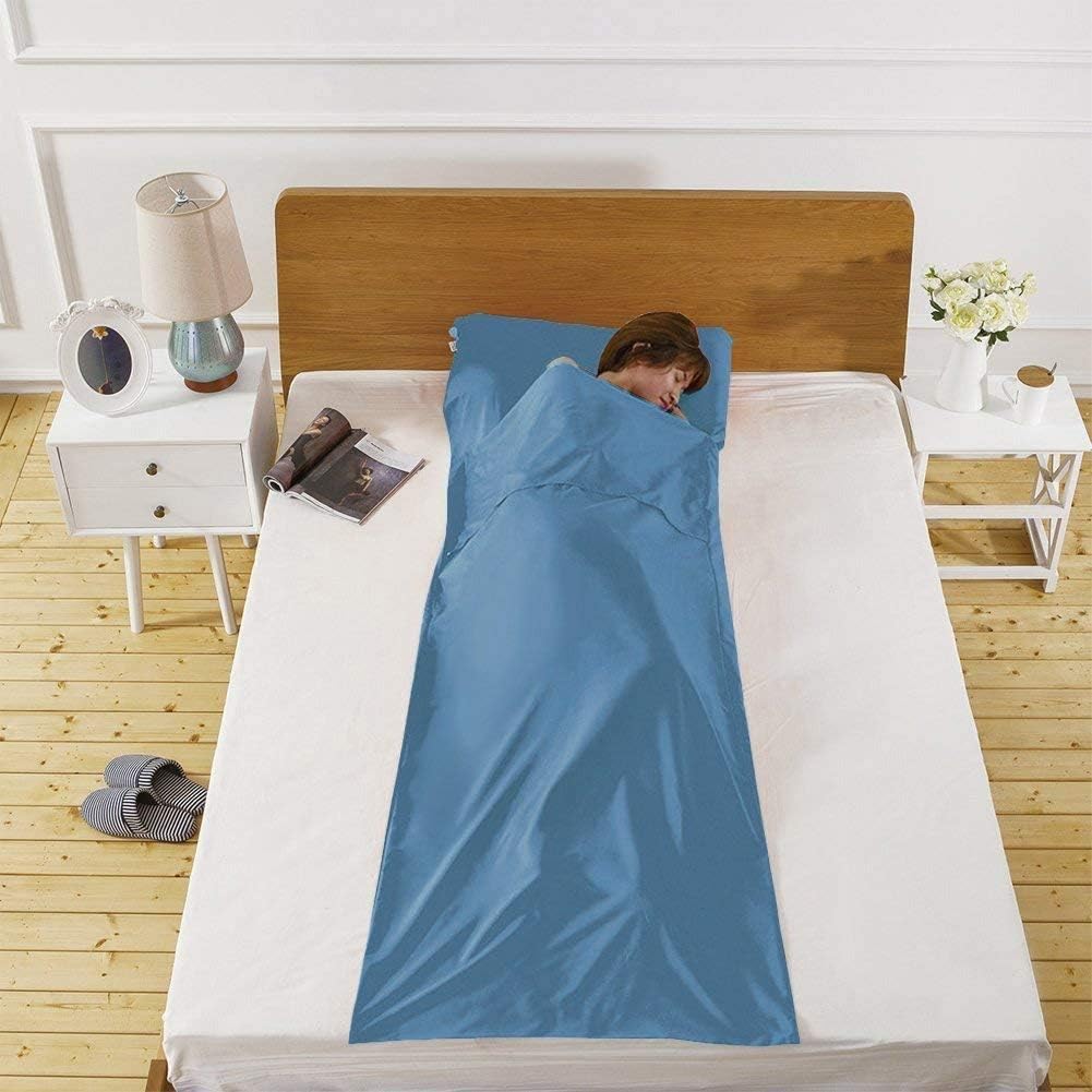 Forro algodón para saco dormir viaje 83x45 azul