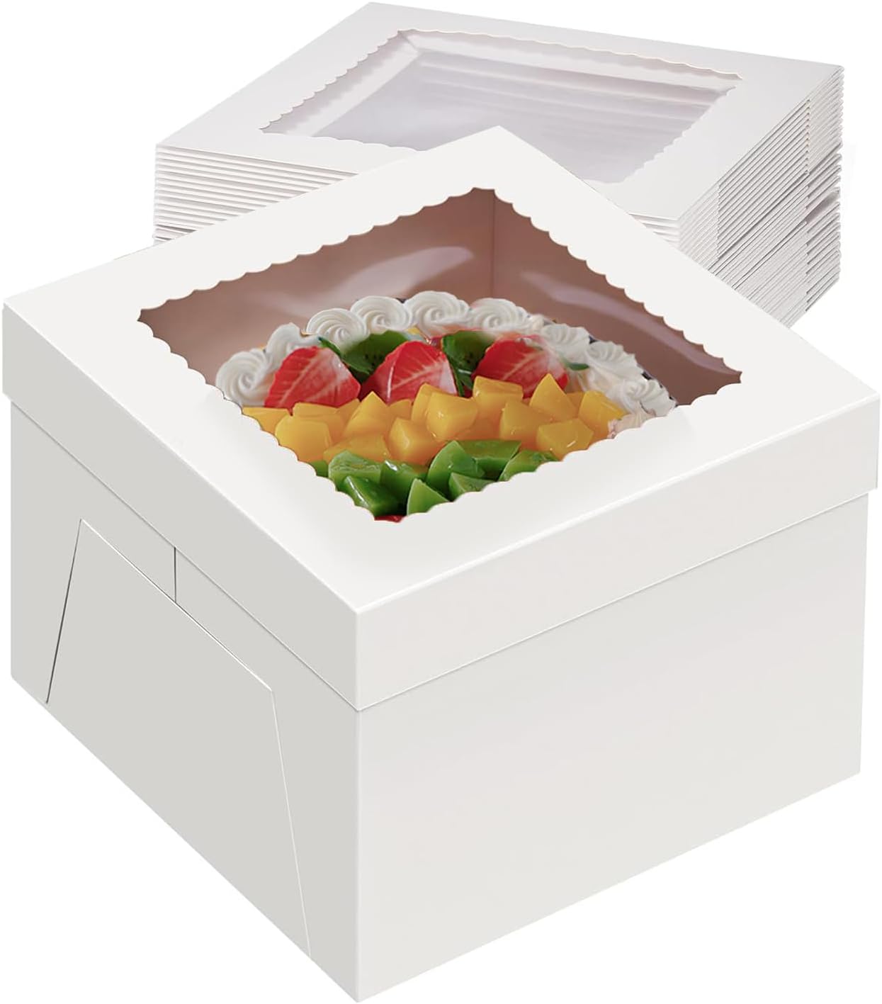 30 Cajas Panadería 10x10x8pulg con Ventana para Pasteles