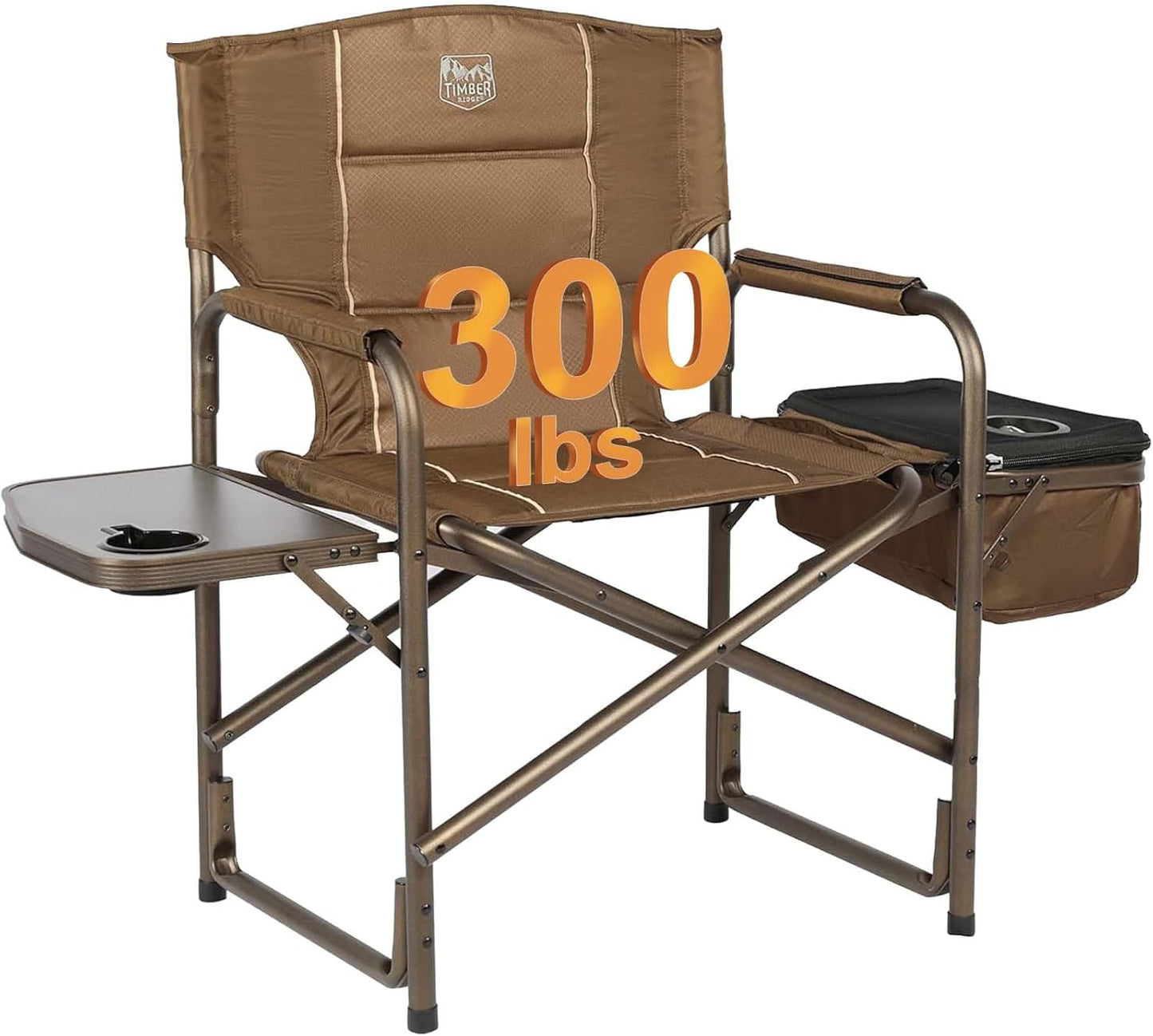 Silla camping plegable con mesa 300lb marrón