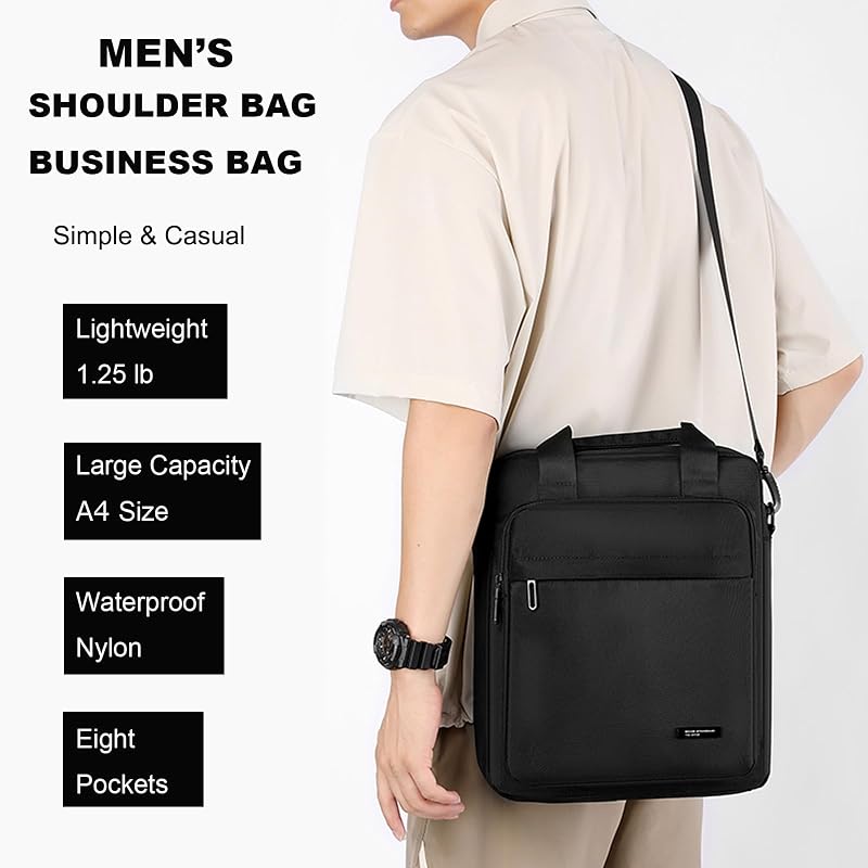 Bolsa mensajero A4 grande para negocios impermeable negro