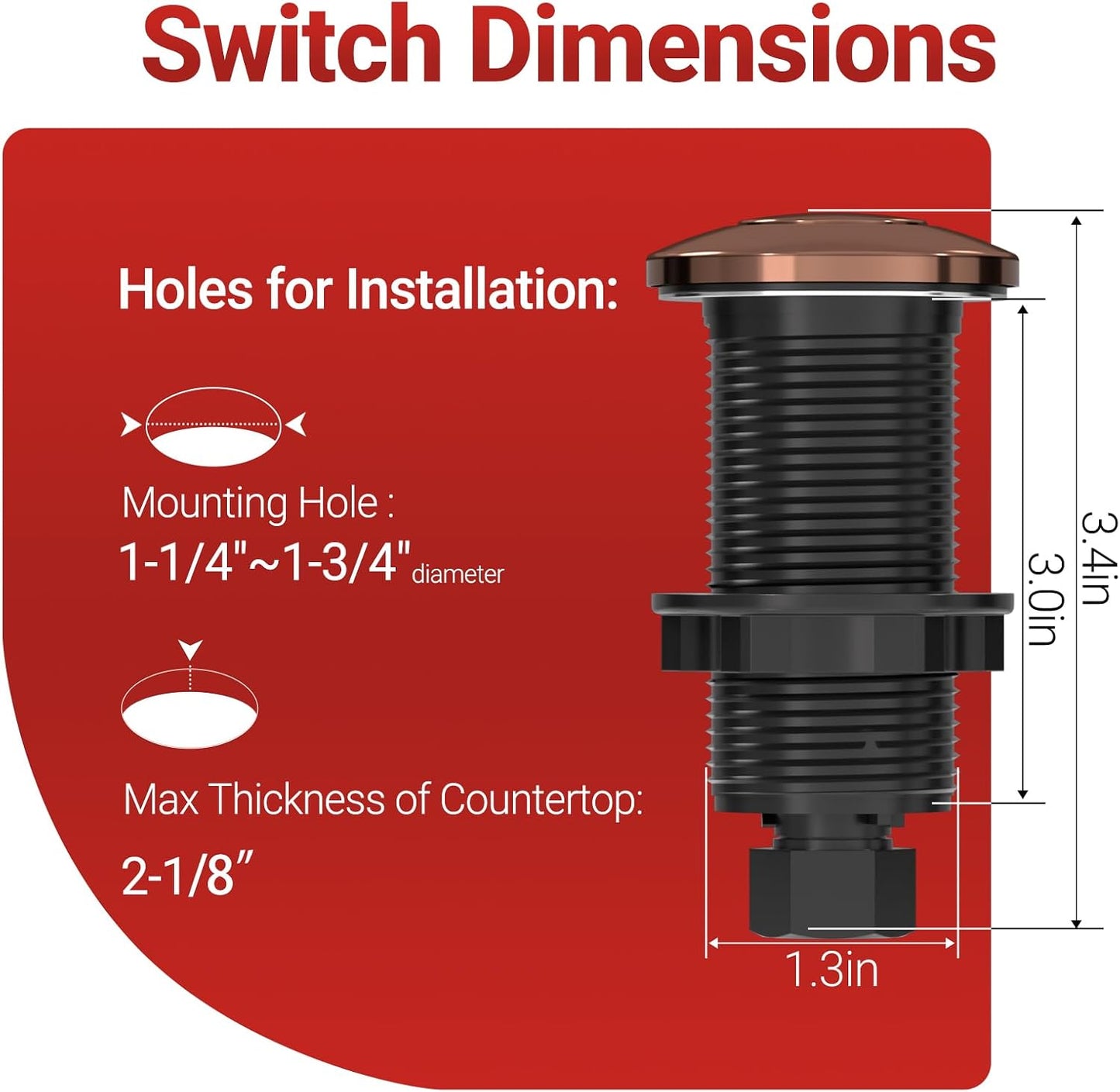 Kit interruptor aire fregadero triturador 3.6pulg