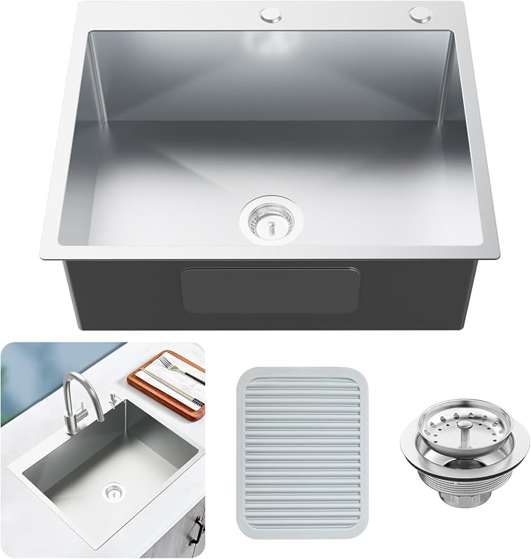 Fregadero cocina acero inox 27x22pulg con alfombrilla