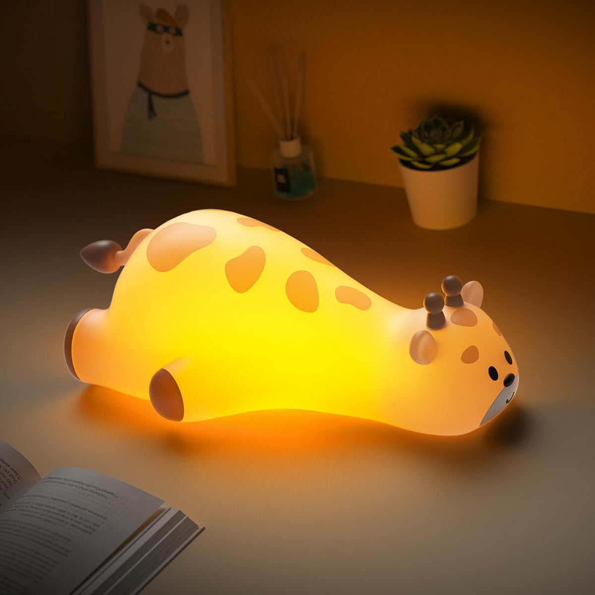 Luz nocturna jirafa para niños con control táctil recargable