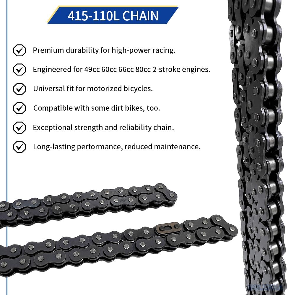 Cadena resistente 415H-110L 10 eslabones motores 2 tiempos