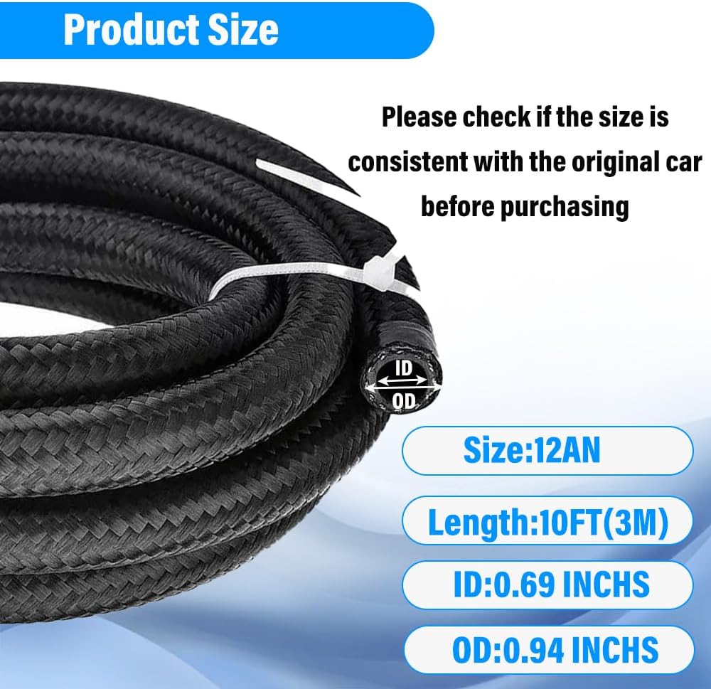 Manguera 12AN 10ft para aceite refrigerante y combustible