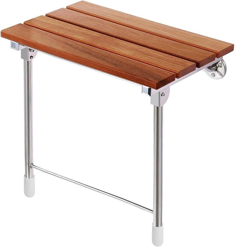 Banco ducha plegable madera teca 21.5" soporte cromado