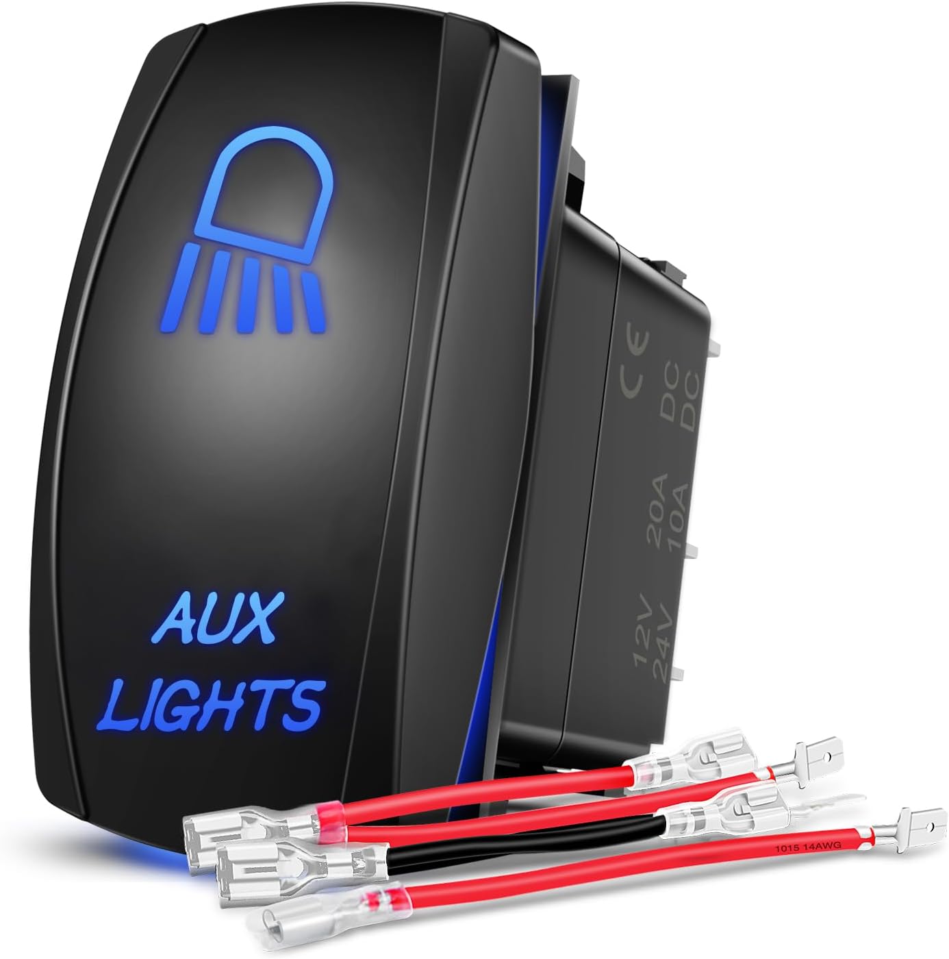 Luces auxiliares LED con interruptor SPST 12V/24V azul set cables