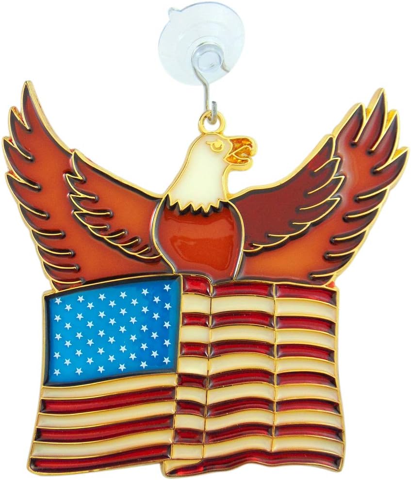 Atrapasoles patriótico bandera EE.UU. águila para ventana