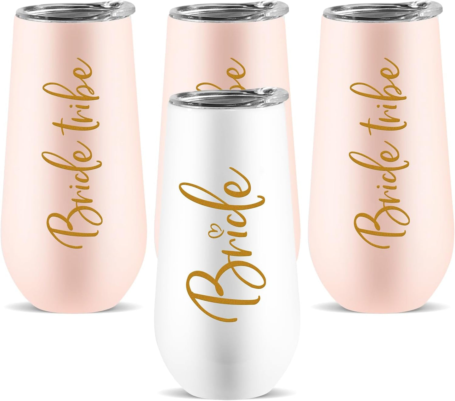 Set 4 Vasos Champán Acero Inox 10oz para Despedida de
