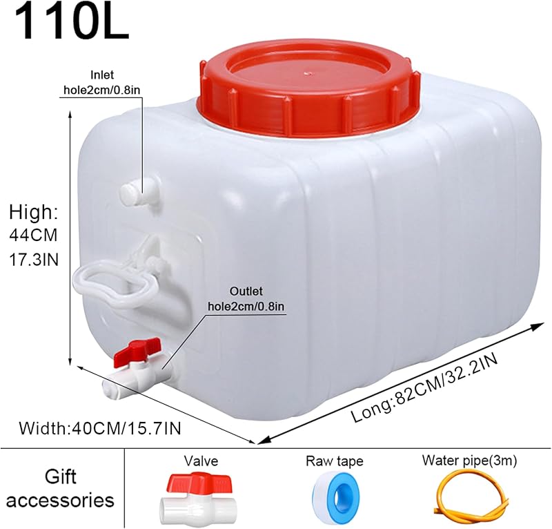 Contenedor agua plástico con grifo 110l camping caravana