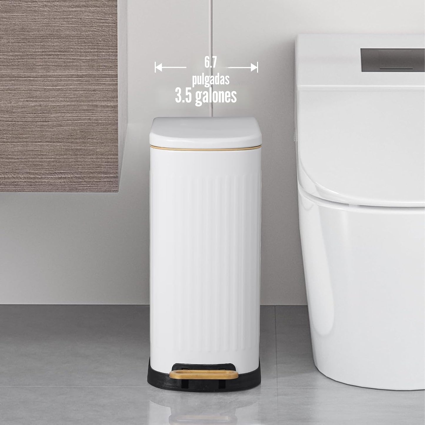 Cubo basura acero inox con pedal 3.5gal blanco mate