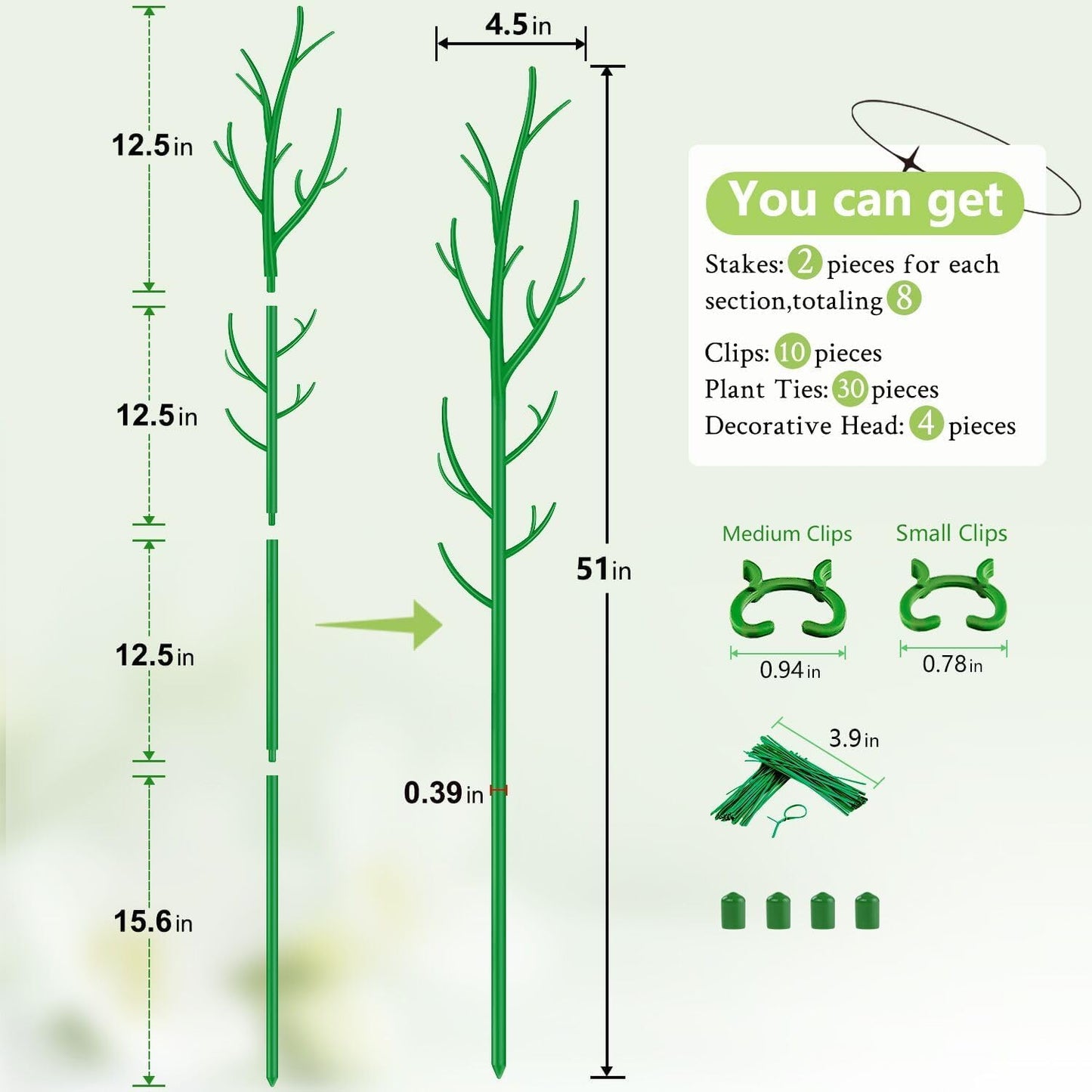 Estacas soporte plantas ajustables para Monstera 51pulg 2 juegos