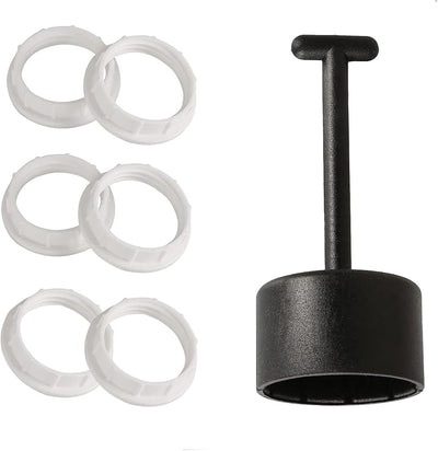 6 Anillos Roscados Blancos y 1 Anillo Negro E26 G0601