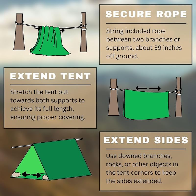 Carpas tubo reflectantes verdes para 2 personas set 48
