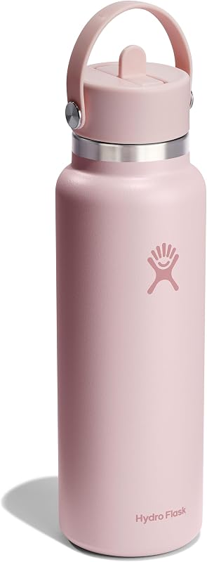 Botella acero inox aislada 40oz pajilla flexible rosa
