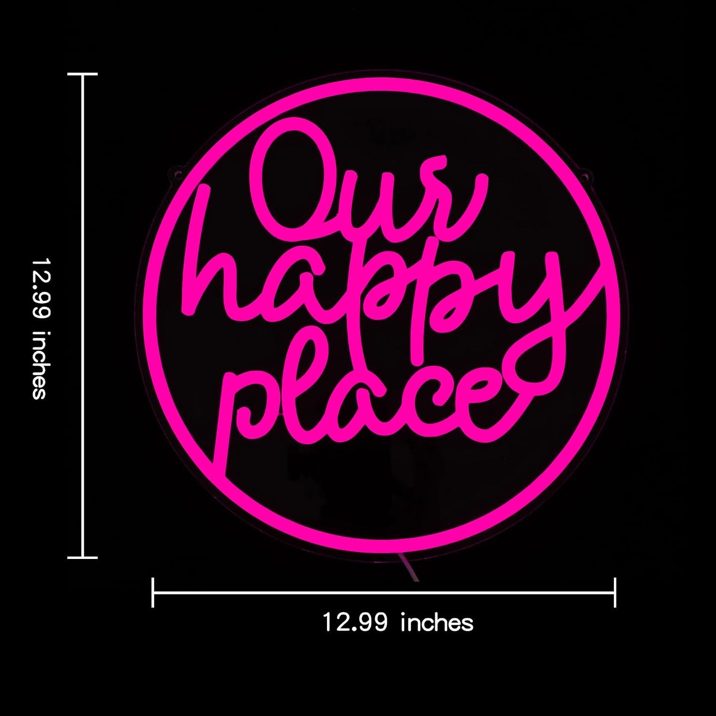 Letrero Neón Led Rosa con Texto Our Happy Place para Dormitorio Bar