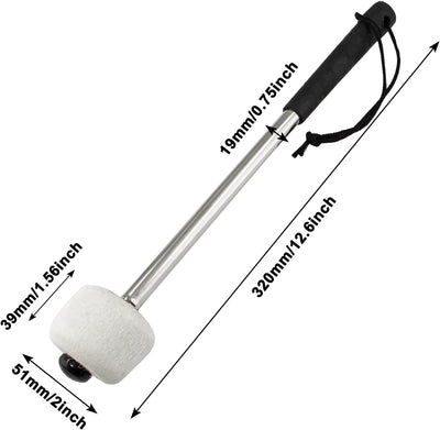 2 Pzas Mazo Bombo Palo Fieltro Lana 32cm Antideslizante