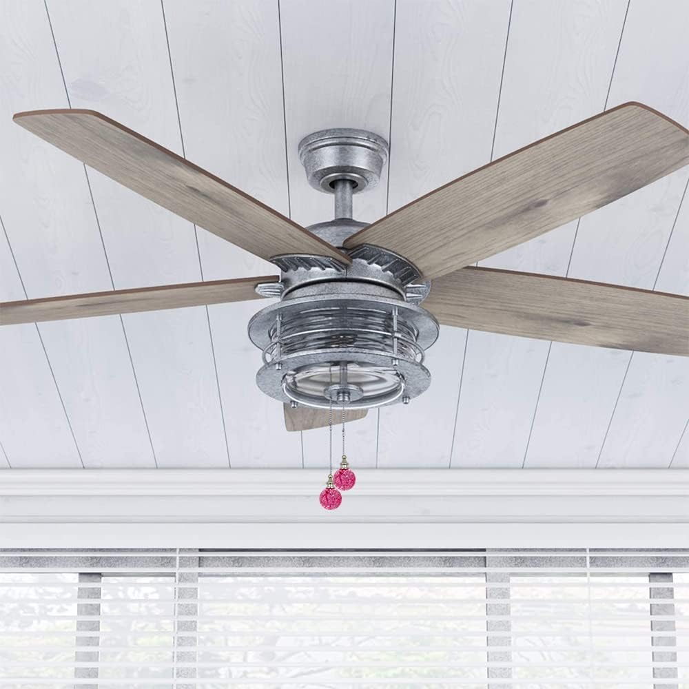 2 Cadenas Cristal Rosa para Ventilador Techo 12pulg