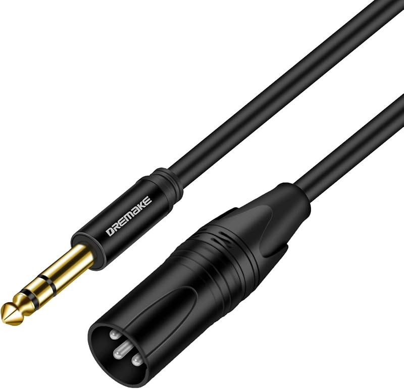 Cable micrófono TRS estéreo 1/4pulg a XLR 20ft macho a macho