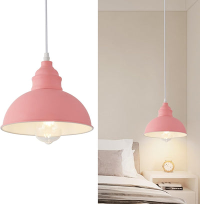 Lámpara colgante enchufable 15ft metal sala cocina color rosa