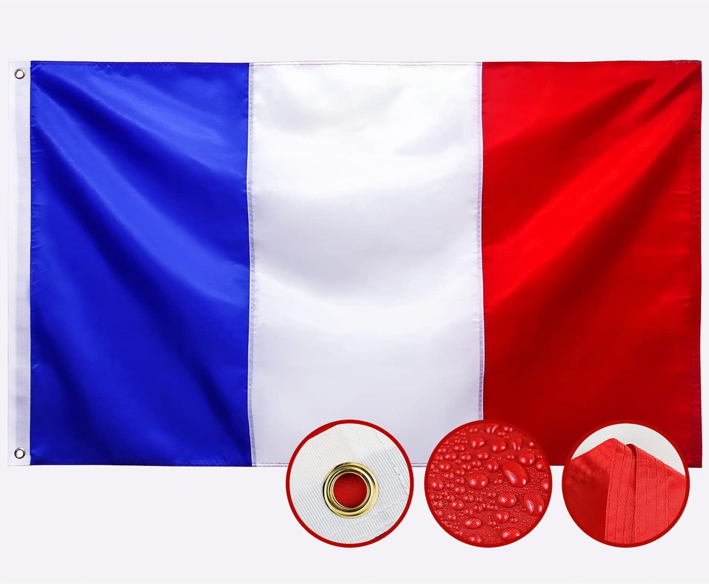 Bandera doble cara Francia 3x5 nailon 210D resistente