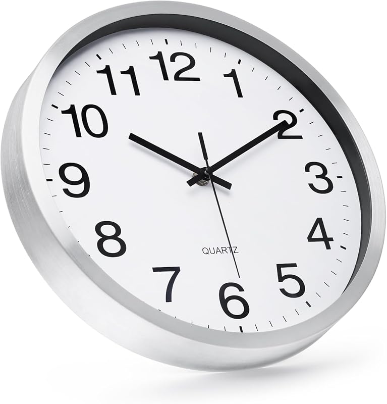 Reloj pared 12pulg acero inox redondo silencioso sin tictac