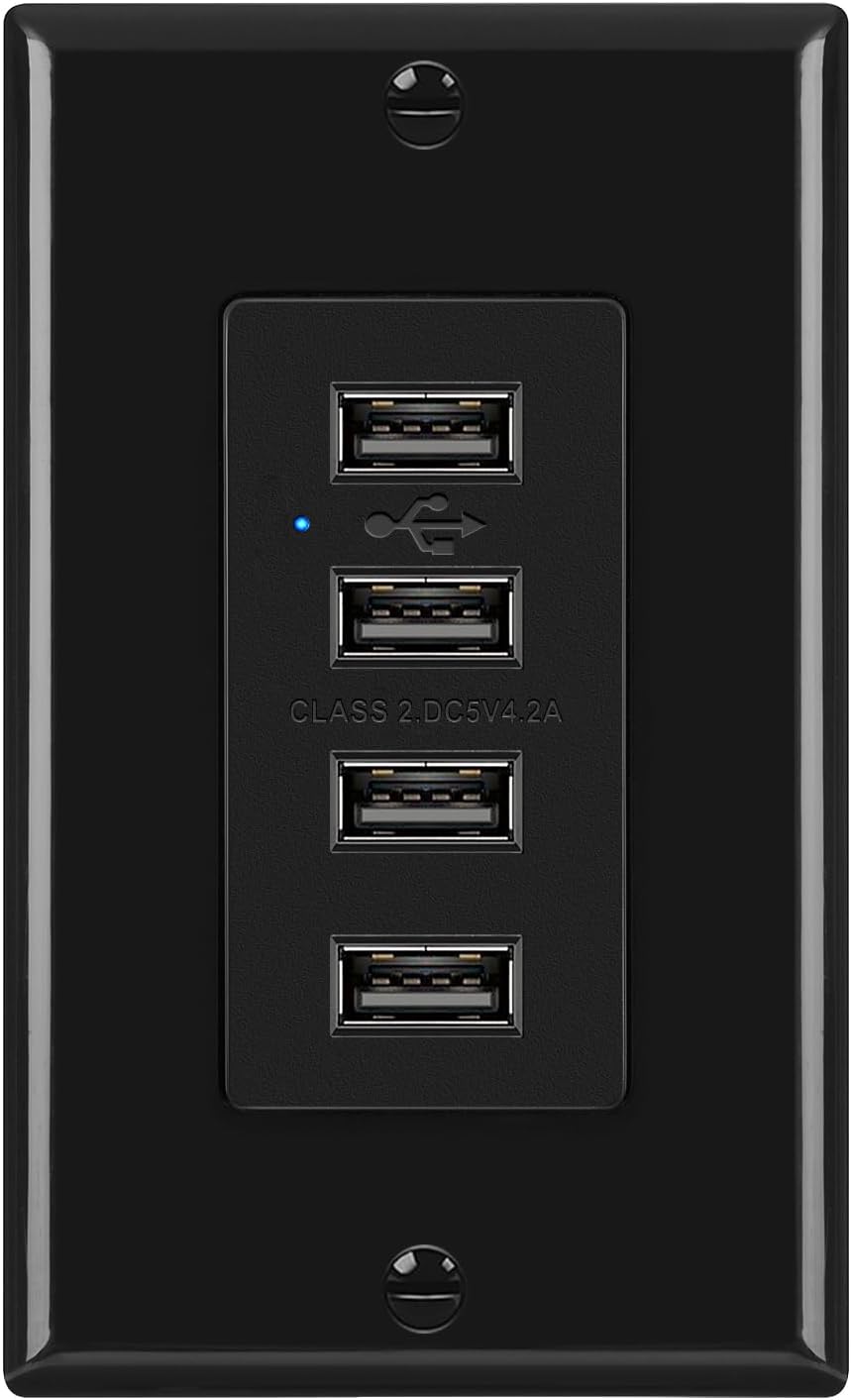 Tomacorriente pared con 4 puertos USB 4.2A LED