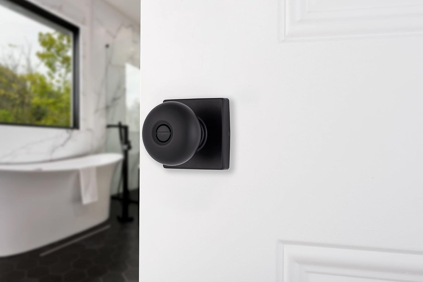 Pomo puerta bola bloqueo privacidad negro mate pack 4