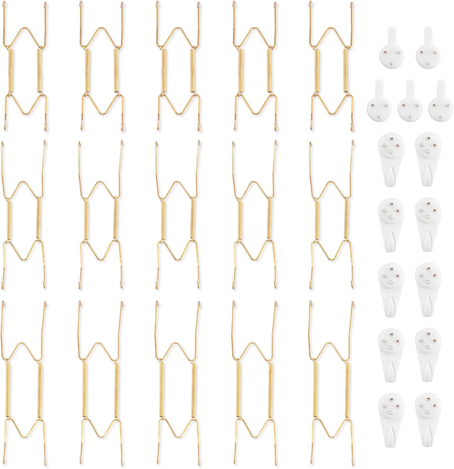 15 Pzas Colgadores Acero Inox 6/8/10pulg con 15 Ganchos Dorado
