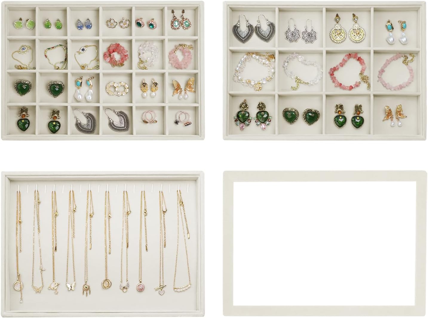 Set 4 organiz. joyas apilables con bandeja terciopelo