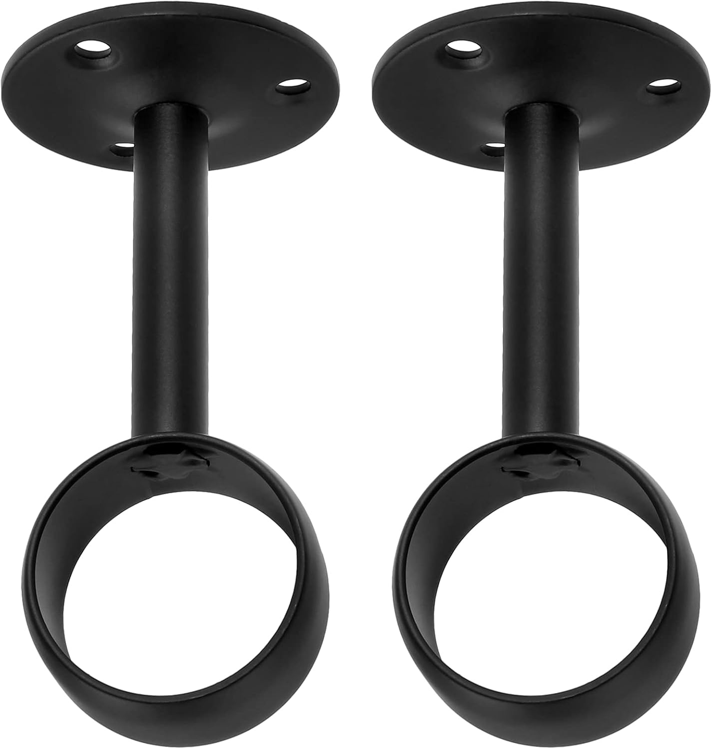 2 Soportes Barra Cortina Acero Inox Negro Mate