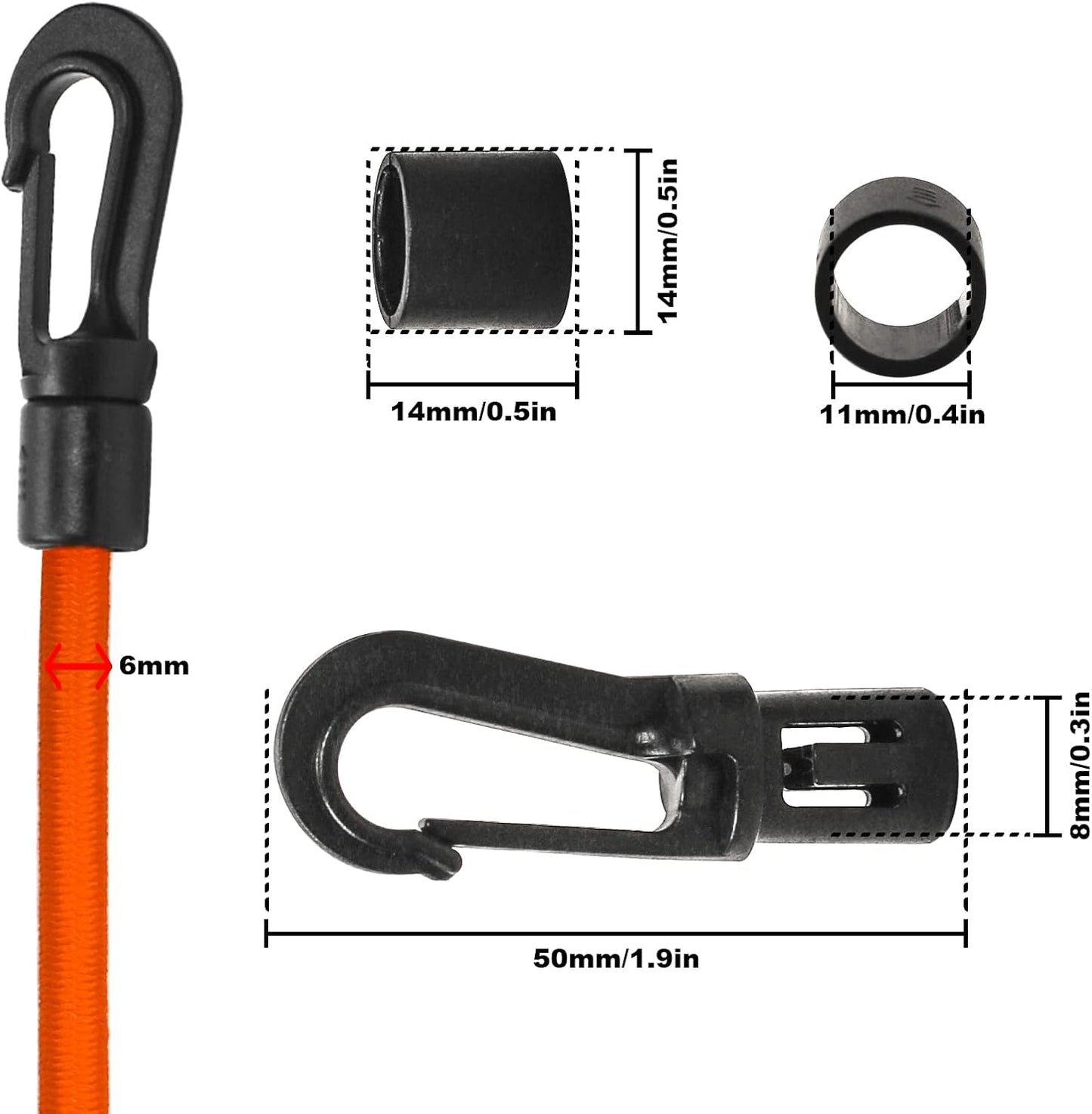 Cordones elásticos con ganchos 32ft para kayak bicicleta