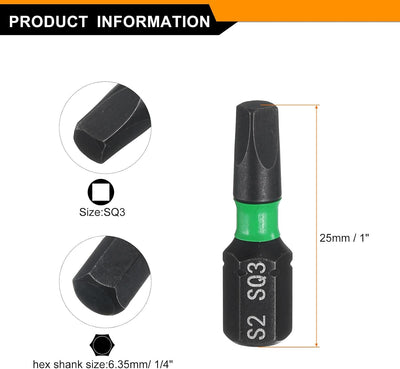 Broca destornillador cuadrada SQ3 1/4" magnética 4 puntos