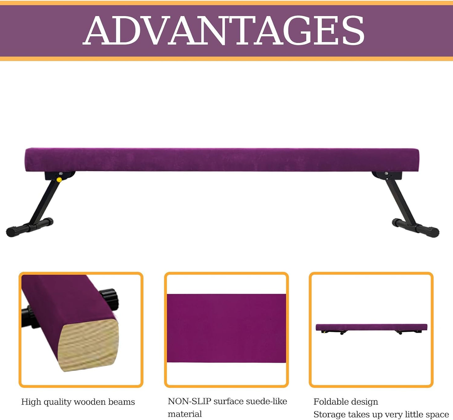 Viga equilibrio ajustable plegable 6/8ft para niños