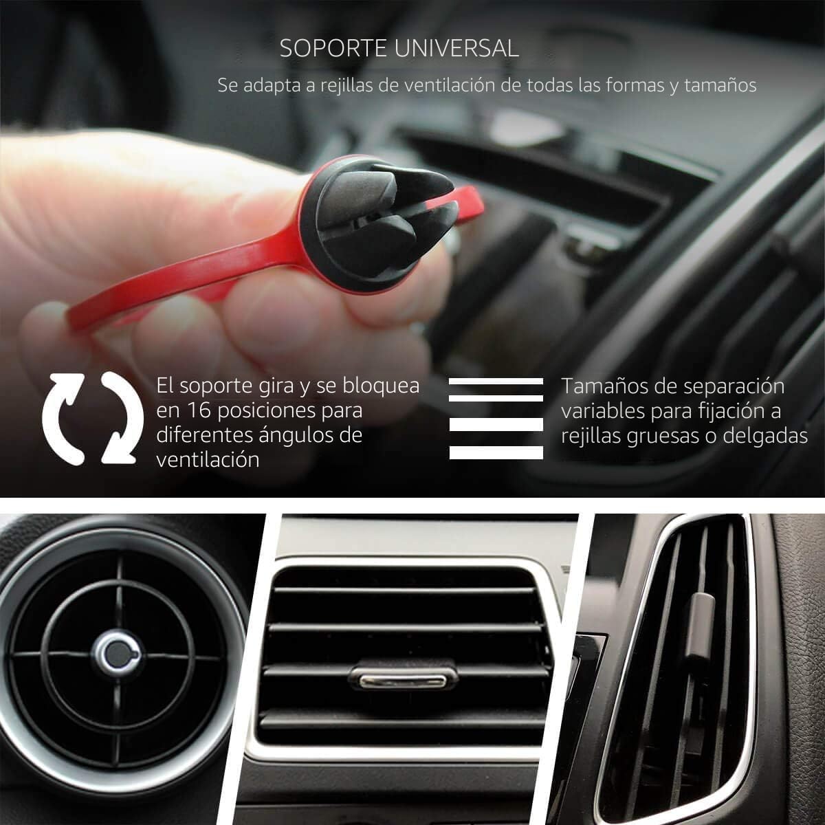 Recipiente salsa con clip soporte auto 2 pack negro