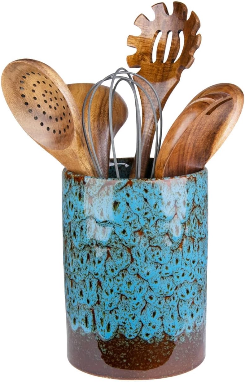 Soporte utensilios cocina cerámica azul encimera Morden