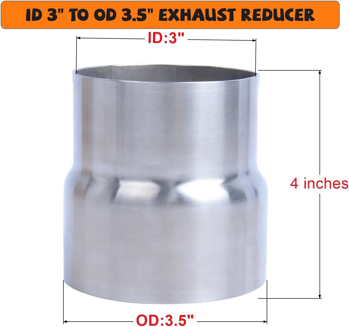 Reductor escape acero inox 3 a 3.5" sin costuras