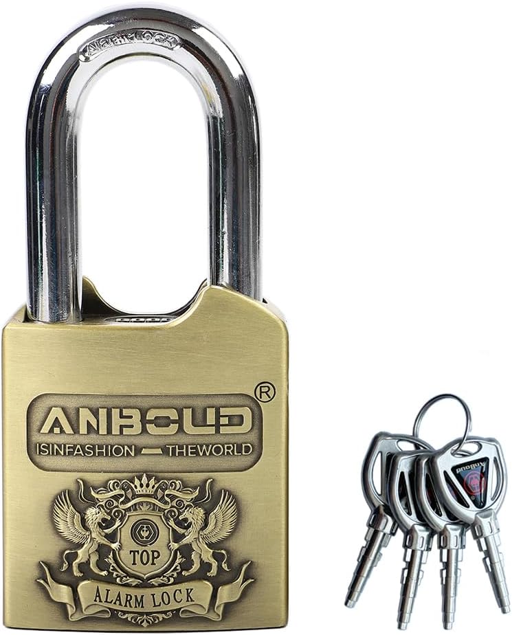 Candado antirrobo alarma 120dB 4 llaves bronce resistente