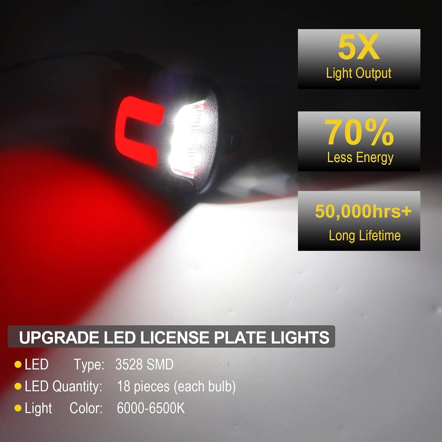 Luz placa matrícula LED 18 SMD Dakota 97-11 6000K blanco