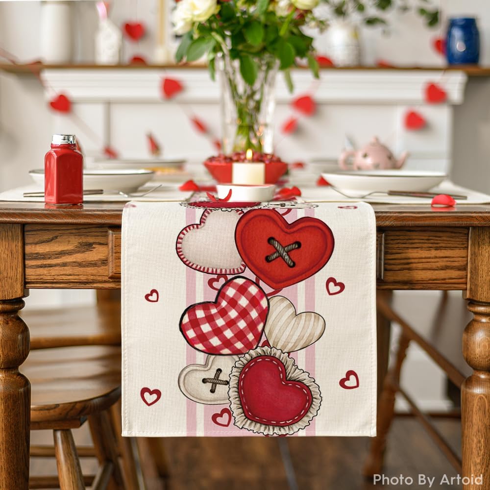 Camino mesa San Valentín botones corazón 13x72pulg