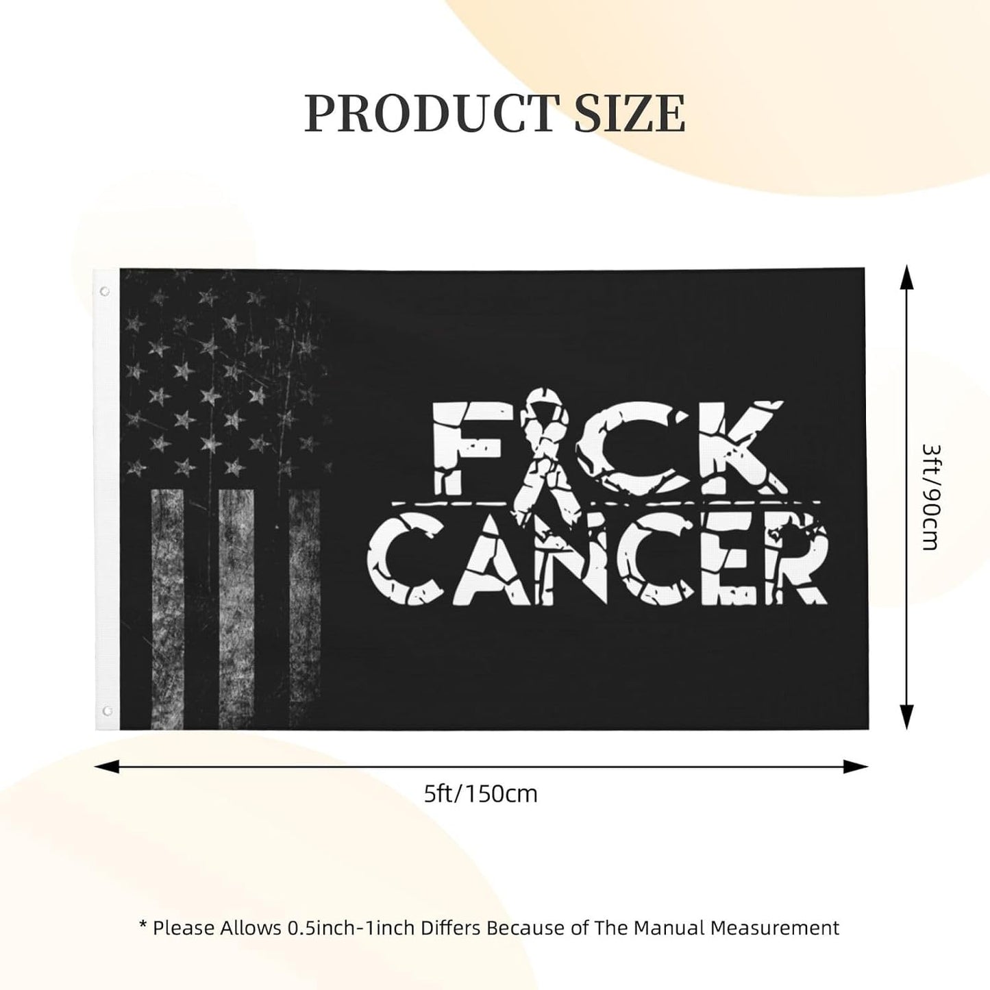 Bandera cáncer de mierda 3x5ft duradera para balcón