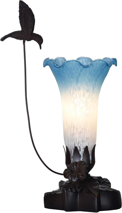 Lámpara mesa vidrio soplado colibrí flor 4.25x12"