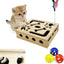 Caja enriquecimiento gatos con lija y bola campana