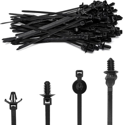 40 Bridas Nailon para Montaje en Auto 4 Tipos
