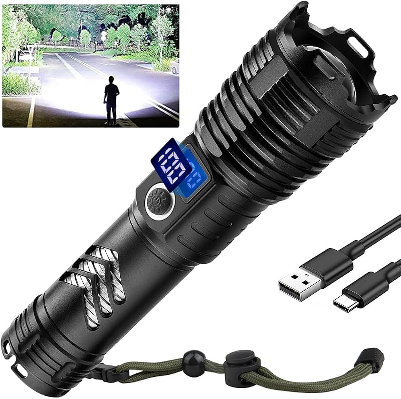 Linterna LED Recargable 99000 Lúmenes Impermeable Camping