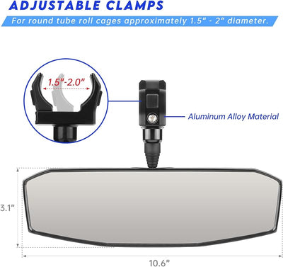 Espejo retrovisor UTV ajustable 1.5-2pulg comp Polaris RZR
